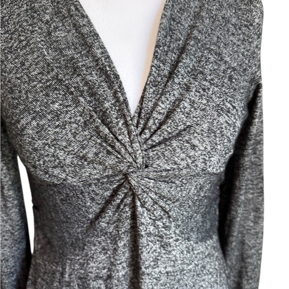 Loft Black Gray Long Sleeve Front Twist Midi Flowy Dress Size S - Picture 17 of 17